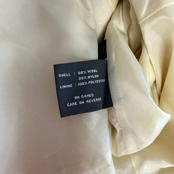 KENNETH COLE REACTION Ivory Wool blend Mid Length Peacoat Trenchcoat Size 12 - Picture 11 of 11